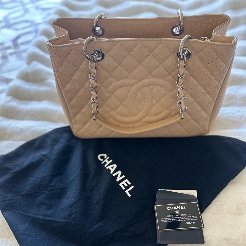 Chanel Grand Shopping Tote Beige Caviar